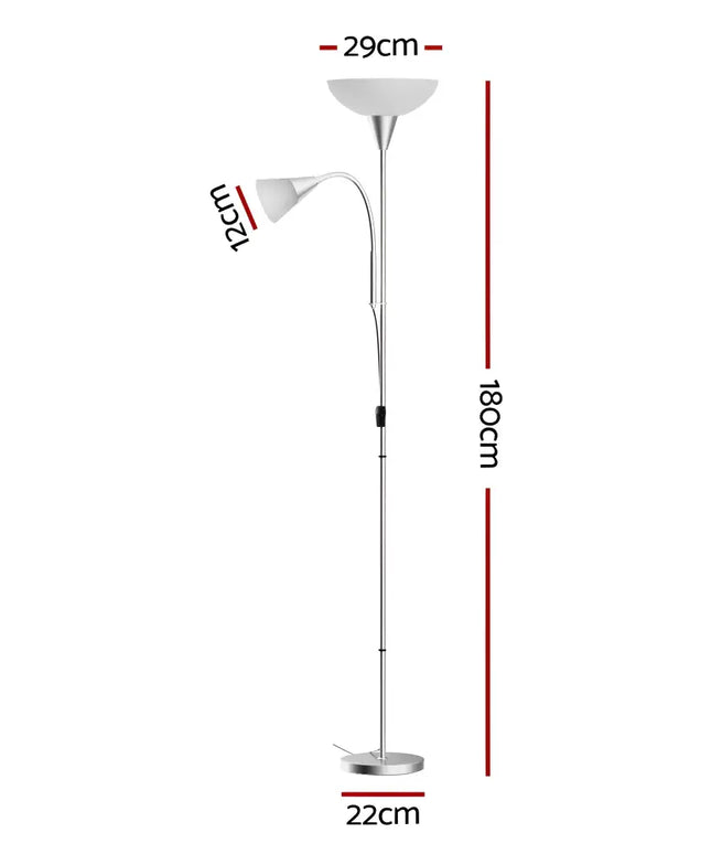 Silver Artiss Floor Lamp with dimensions suitable for Modern Home Living Room Office