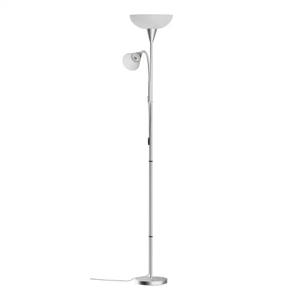 Silver Floor Lamp with Reading Light for Modern Home Living Room Office