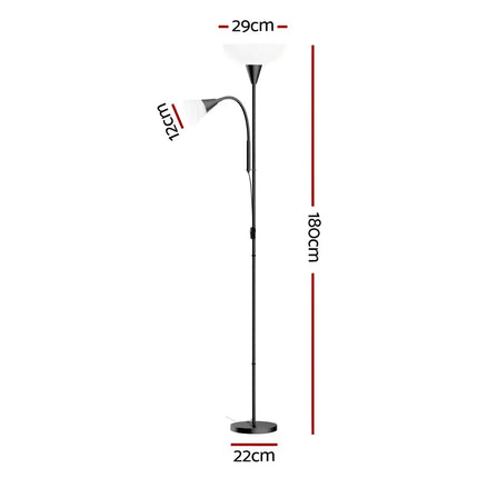 Floor lamp with dimensions for Artiss Mother and Child Modern Home Living Room Office Reading Black
