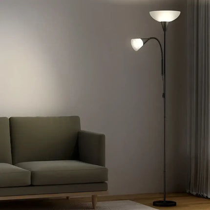 Two-light modern black floor lamp for living room and office illumination