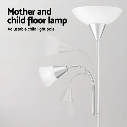 Silver Mother and Child Floor Lamp for Modern Home Living Room Office Reading