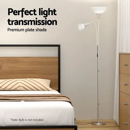 Silver Artiss Floor Lamp with Two Lights for Modern Living Room and Office Use