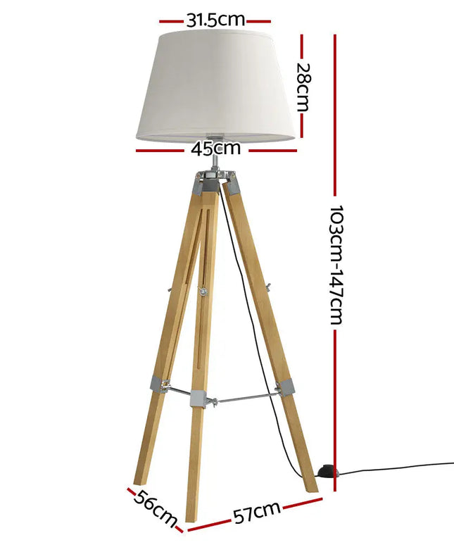 Artiss Tripod Floor Lamp Adjustable Height LED Light Stand Home Room Reading - Home & Garden > Lighting > Floor Lamps