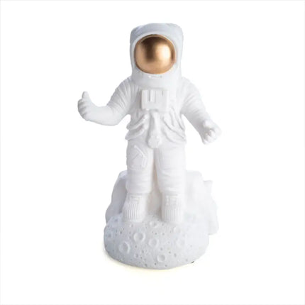 Astronaut On The Moon LED Table Lamp with gold visor and detailed spacesuit