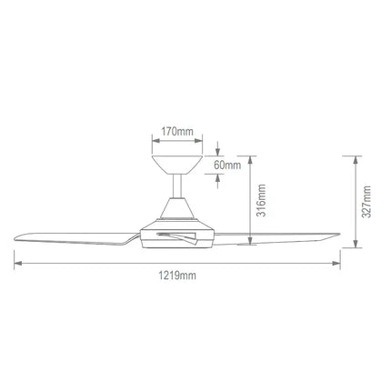 Domus Axis Quiet & powerful AXIS 48” DC Ceiling Fan – perfect for indoor & outdoor undercover spaces