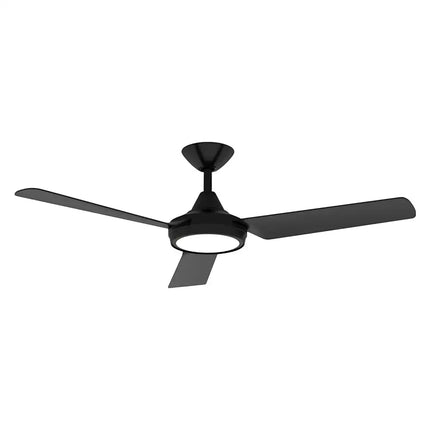 Domus Black Stylish 3-blade ceiling fan with switchable CCT LED, remote control & 9-speed settings