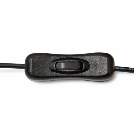 Black inline cord switch on Bamboo Tripod Table Lamp with Beige Linen Shade