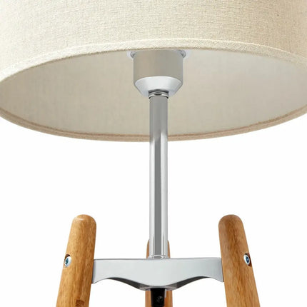 Bamboo Tripod Table Lamp with Beige Linen Shade for elegant home lighting