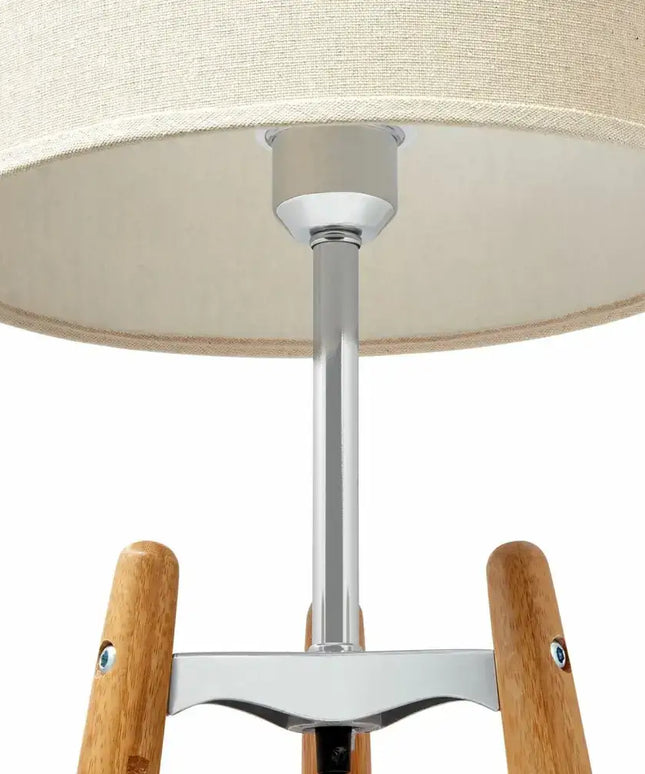 Bamboo Tripod Table Lamp with Beige Linen Shade for elegant home lighting