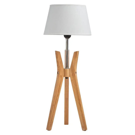 Bamboo Tripod Table Or Desk Modern Rustic Geo Light w Linen Shade - Home & Garden > Lighting