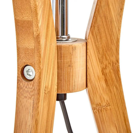Bamboo Tripod Table Or Desk Modern Rustic Geo Light w Linen Shade - Home & Garden > Lighting