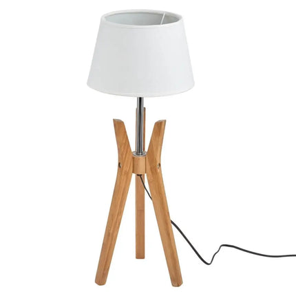 Bamboo Tripod Table Or Desk Modern Rustic Geo Light w Linen Shade - Home & Garden > Lighting