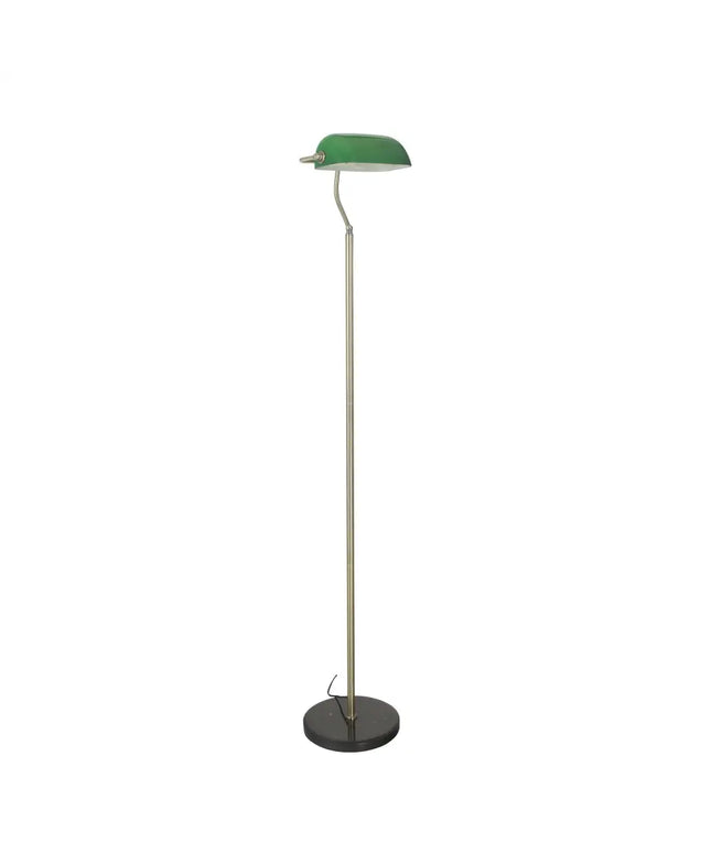 Bankers 1 Light Floor Lamp Antique Brass & Green - OL99443AB-Floor Lamps-Oriel Lighting