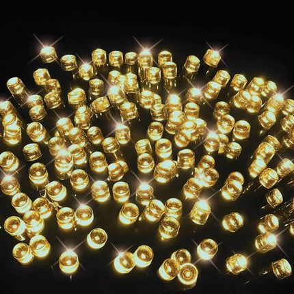 Illuminated golden LED lights on Battery Operated 100 LED Timer Lights Warm White product