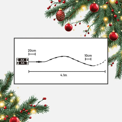 Battery Operated 40 Micro LED String Lights with Timer - 3 Colour Options - Micro Fairy Lights