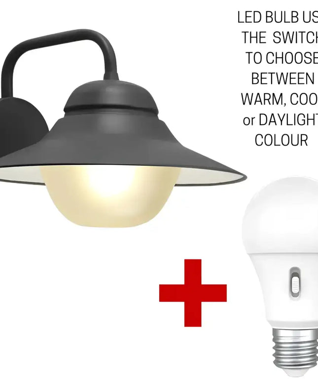 Black Exterior Wall Light with LED Tri-Colour option-EXTERIOR LIGHTS-CLA Lighting