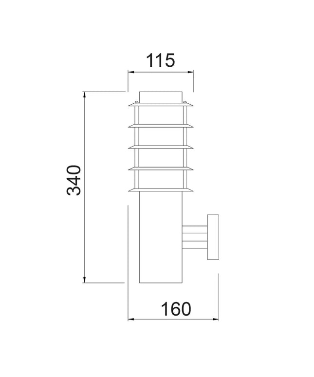 Borda Exterior Louvred Wall Light 304 Stainless Steel Black IP44 - BORDA1-Exterior Wall Lights-CLA Lighting