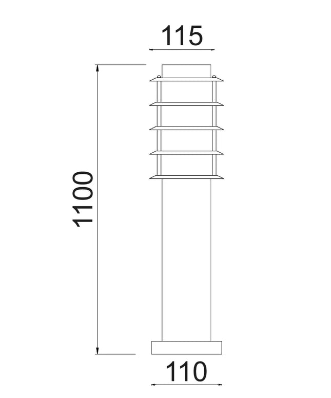Borda Louvred Bollard Light Long 304 Stainless Steel Black IP44 - BORDA5-Bollard Lights-CLA Lighting