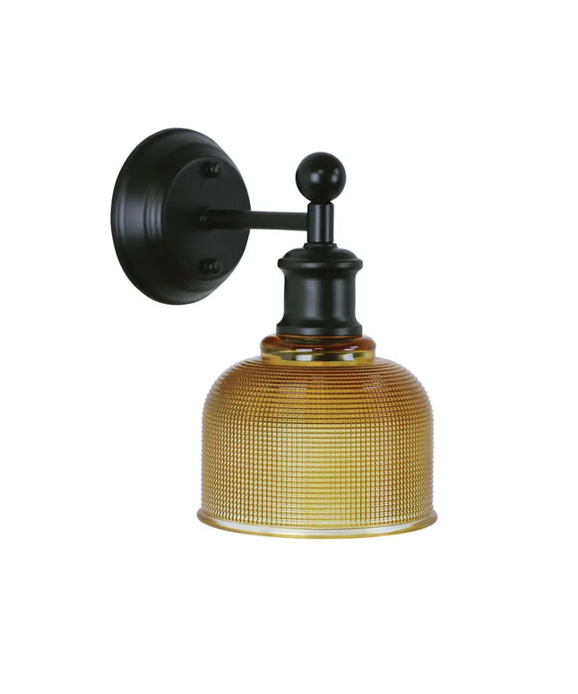 Brighton Wall Light Black & Amber Glass - OL69371AM-Wall Sconce-Oriel Lighting