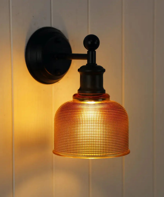 Brighton Wall Light Black & Amber Glass - OL69371AM-Wall Sconce-Oriel Lighting