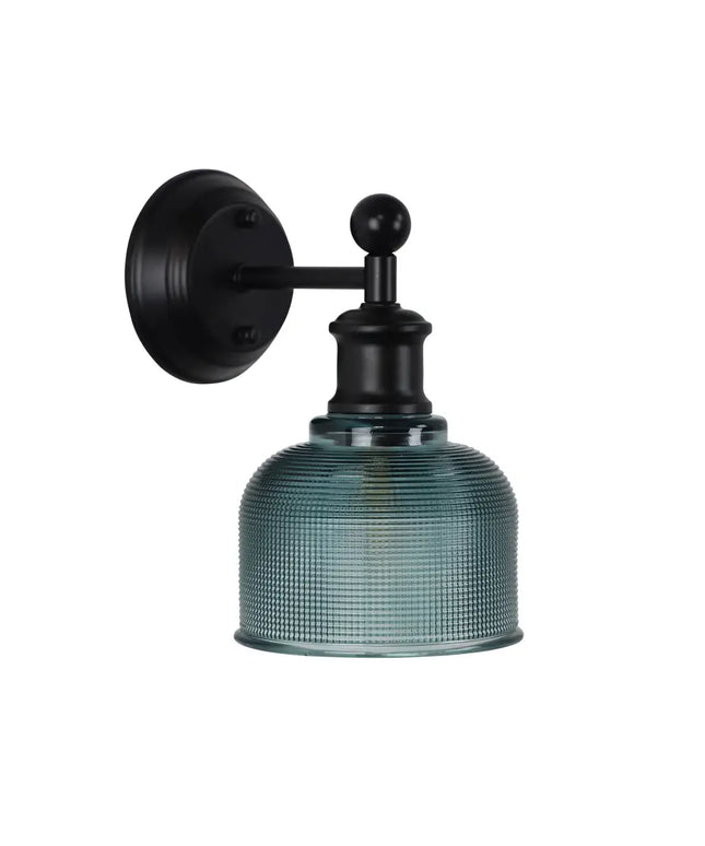 Brighton Wall Light Black & Blue Glass - OL69371BL-Wall Sconce-Oriel Lighting