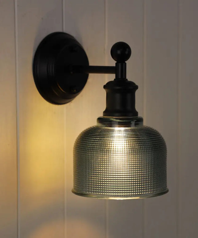 Brighton Wall Light Black & Blue Glass - OL69371BL-Wall Sconce-Oriel Lighting