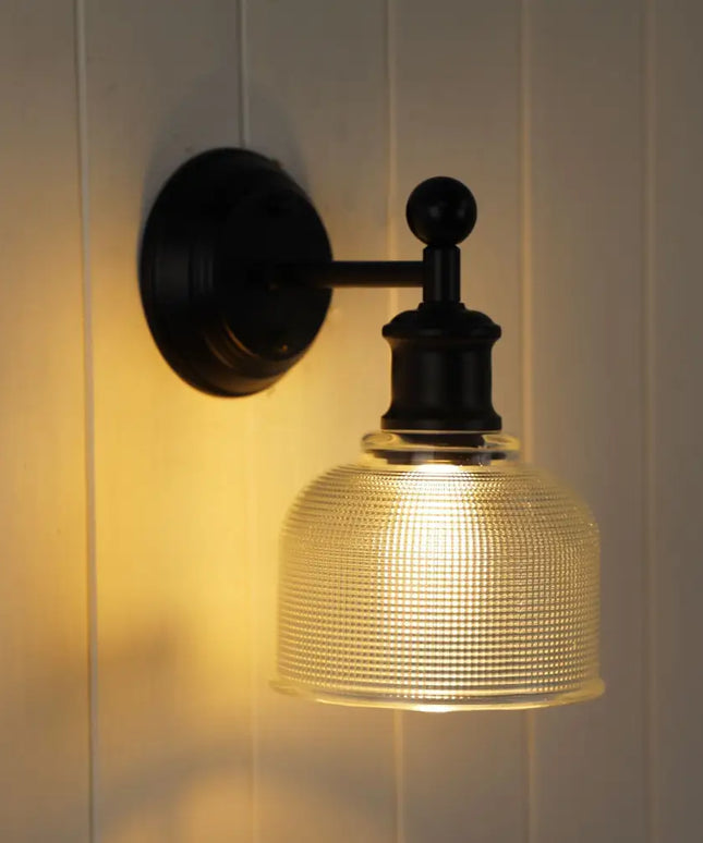 Brighton Wall Light Black & Clear Glass - OL69371CL-Wall Sconce-Oriel Lighting