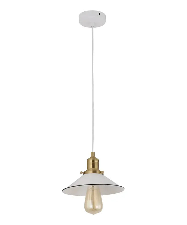 Cerema Coolie Mini White with Antique Brass & Black Highlight Pendant Lights-Pendant Light-CLA Lighting