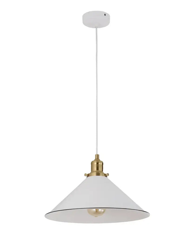 Cerema Coolie White with Antique Brass & Black Highlight Pendant Lights-Pendant Light-CLA Lighting