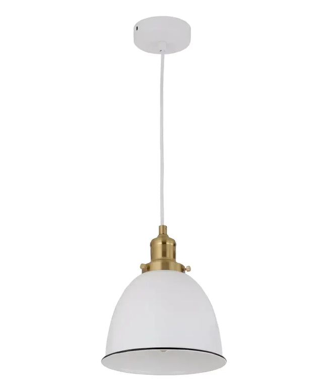 Cerema Ellipse White with Antique Brass & Black Highlight Pendant Lights-Pendant Light-CLA Lighting