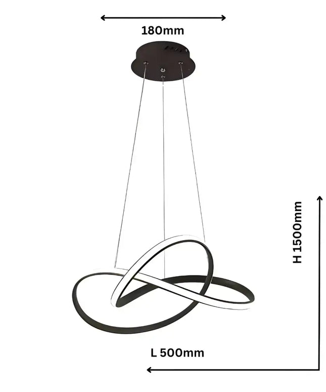 Charlotte 500mm Tri-Colour LED Pendant Light | Modern Black Aluminium Ceiling Light