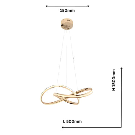 Charlotte 500mm Tri-Colour LED Pendant Light | Modern Brass Aluminium Ceiling Light