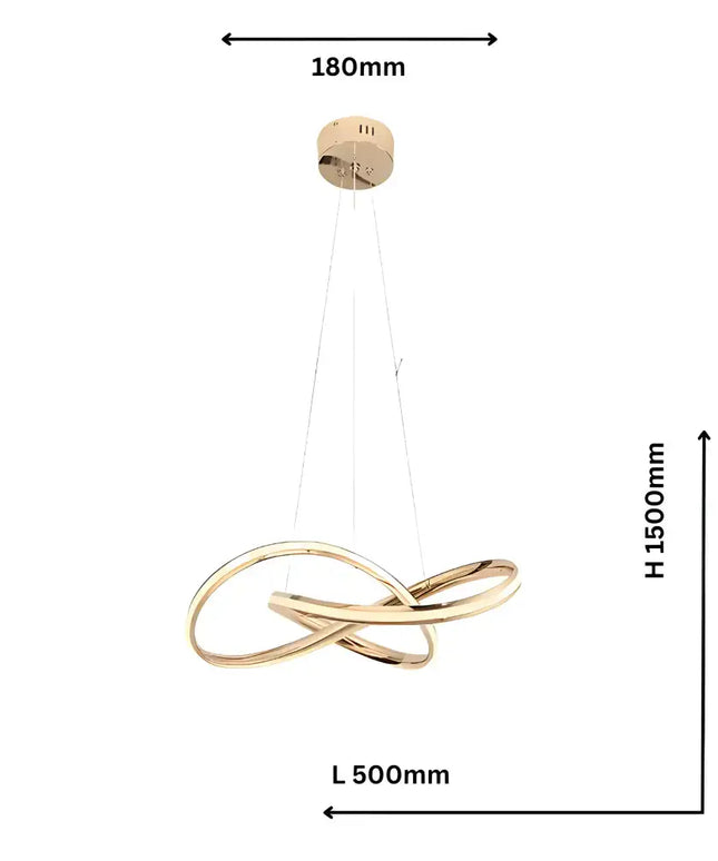 Charlotte 500mm Tri-Colour LED Pendant Light | Modern Brass Aluminium Ceiling Light