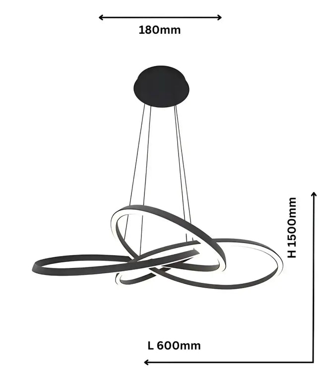 Charlotte 600 Black Tri-Colour LED Pendant Light | 60W Integrated LED