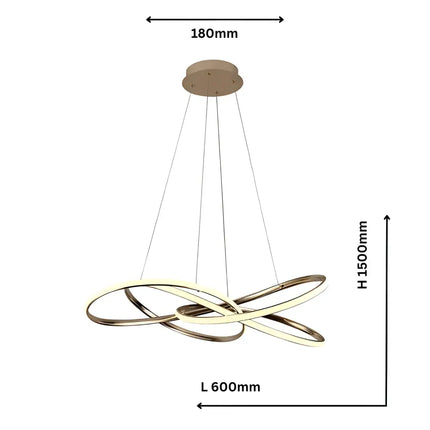 Charlotte 600 Brass Tri-Colour LED Pendant Light | 60W Integrated LED