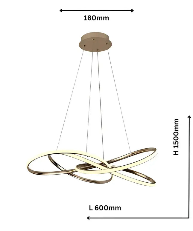 Charlotte 600 Brass Tri-Colour LED Pendant Light | 60W Integrated LED