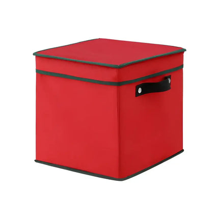 Red storage box with lid designed for Christmas Baubles and Ornament organization