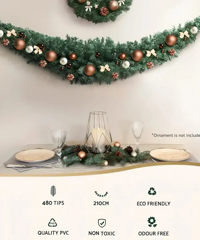 Christmas Garland 2.1M Xmas Tree Decoration Green-Occasions > Christmas-Dropli