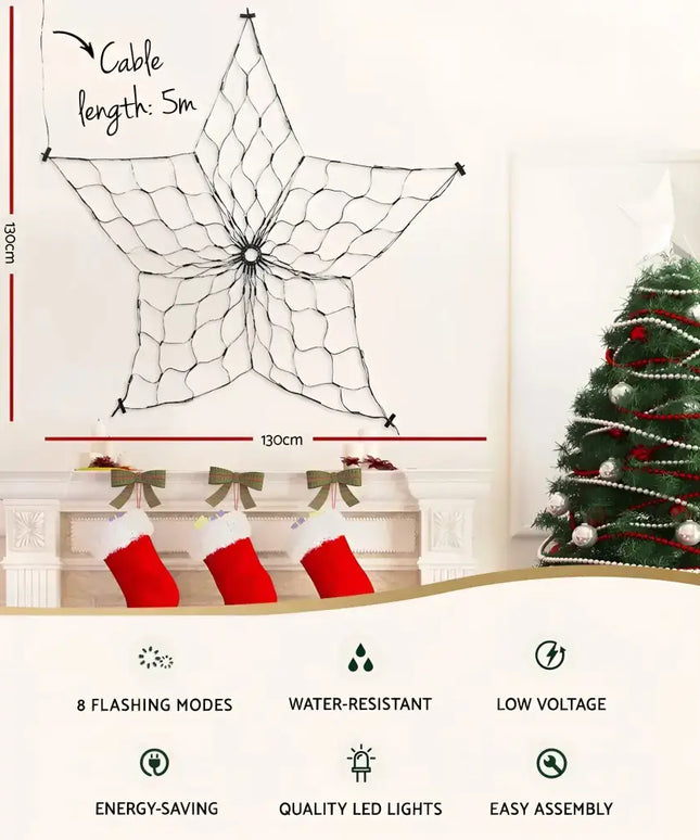 Christmas Lights Motif LED Star Net Waterproof Outdoor Colourful-Home & Garden > Garden Lights-Dropli