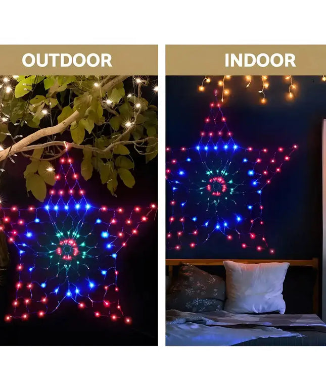 Christmas Lights Motif LED Star Net Waterproof Outdoor Colourful-Home & Garden > Garden Lights-Dropli