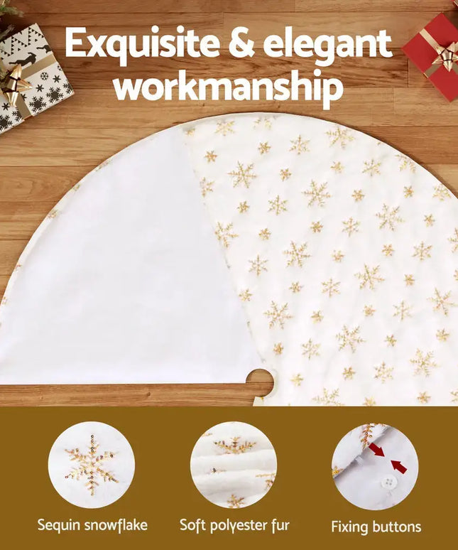 Christmas Tree Skirt 120cm Snowflake Ornaments Xmas Decorations - Occasions > Christmas > Christmas Decorations