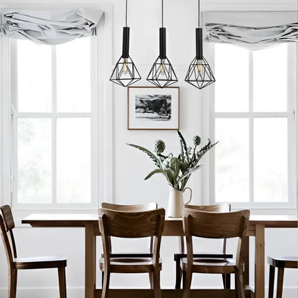CLA Blackband Triple Diamond Iron Cage Pendant Light Island Pendant Lights
