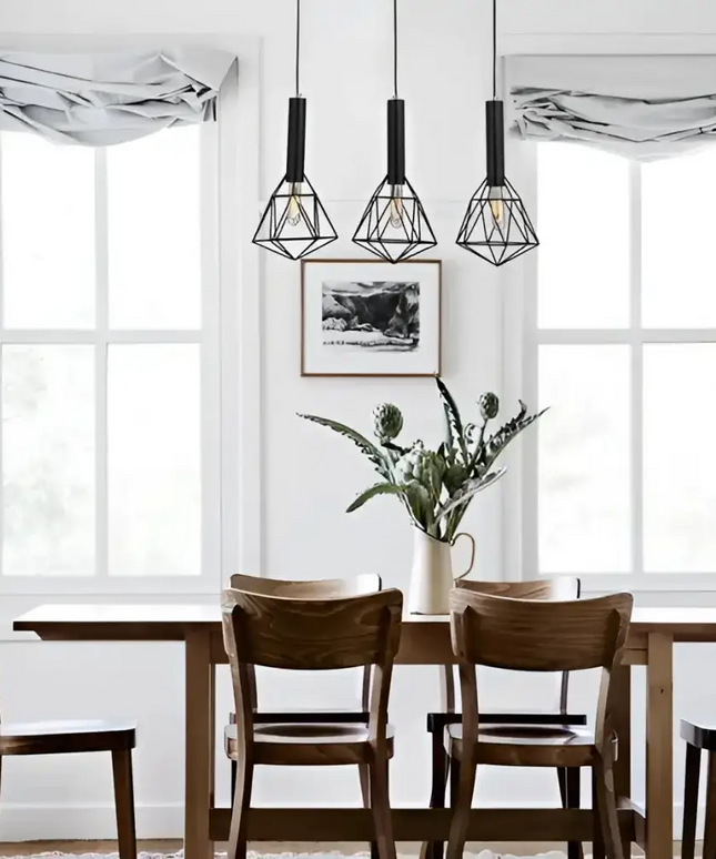 CLA Blackband Triple Diamond Iron Cage Pendant Light Island Pendant Lights