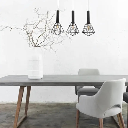 CLA Blackband Triple Diamond Iron Cage Pendant Light Island Pendant Lights