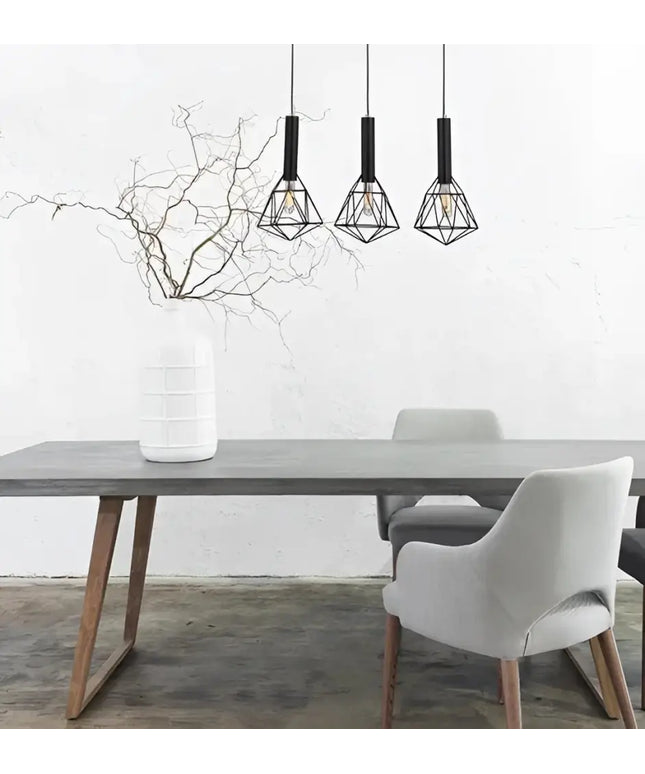 CLA Blackband Triple Diamond Iron Cage Pendant Light Island Pendant Lights