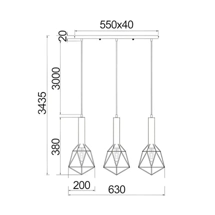 CLA Blackband Triple Diamond Iron Cage Pendant Light Island Pendant Lights