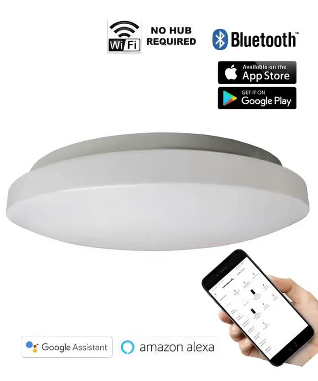 CLA SMTOYS1 LED Smart White Round Dimmable Tri-CCT Oyster Light CLA Lighting, Ceiling & Wall, cla-smtoys1-led-smart-white-round-dimmable-tri-cct-oyster-light
