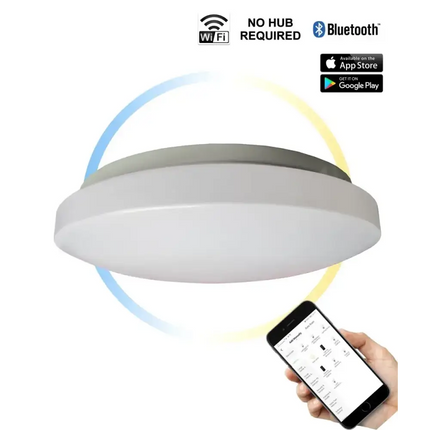 CLA SMTOYS1 LED Smart White Round Dimmable Tri-CCT Oyster Light CLA Lighting, Ceiling & Wall, cla-smtoys1-led-smart-white-round-dimmable-tri-cct-oyster-light
