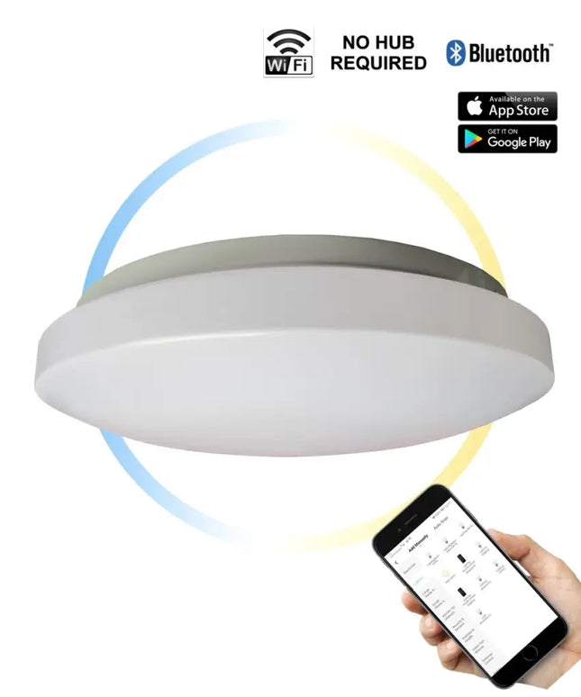 CLA SMTOYS1 LED Smart White Round Dimmable Tri-CCT Oyster Light CLA Lighting, Ceiling & Wall, cla-smtoys1-led-smart-white-round-dimmable-tri-cct-oyster-light