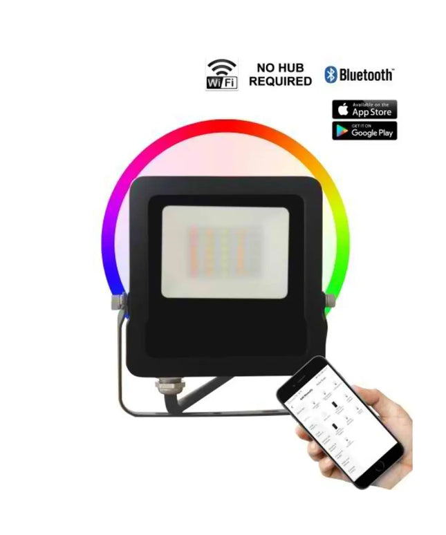 CLA SMTFLOOD - 10W/30W LED Smart Wi-Fi 5000K + RGB Tuneable DIY Flood Light IP65 - OUTDOOR
